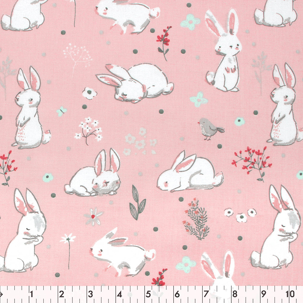 FABRIC CREATIONS Pink with White Bunny Rabbits 1110090393
