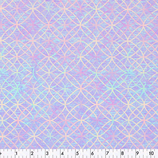 FABRIC CREATIONS 42" × 8 yd Cotton Fabric Bolt — Purple with Colourful Symmetrical Squircle Pattern