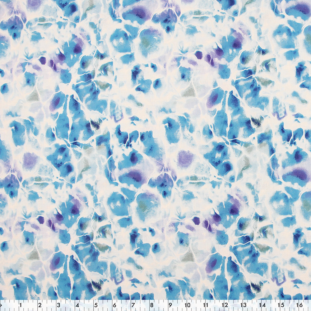 FABRIC CREATIONS 42" × 8 yd Cotton Fabric Bolt — Blue and Purple Sea Reflection