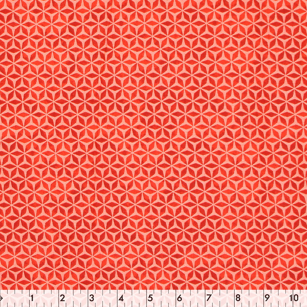 FABRIC CREATIONS 42" × 8 yd Cotton Fabric Bolt — Pink and Red Crystal Flower Pattern