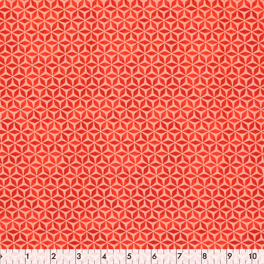 FABRIC CREATIONS 42" × 8 yd Cotton Fabric Bolt — Pink and Red Crystal Flower Pattern