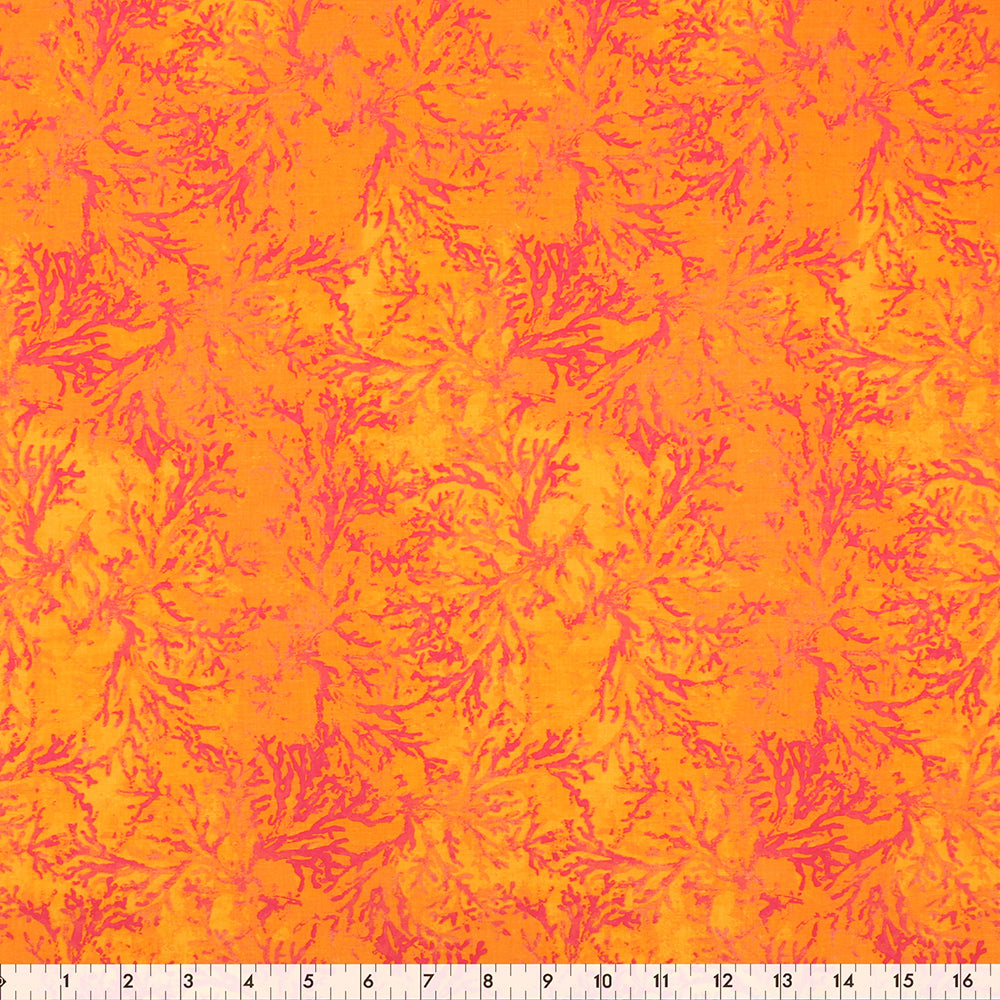 FABRIC CREATIONS 42" × 8 yd Cotton Fabric Bolt — Orange with Red Ocean Coral