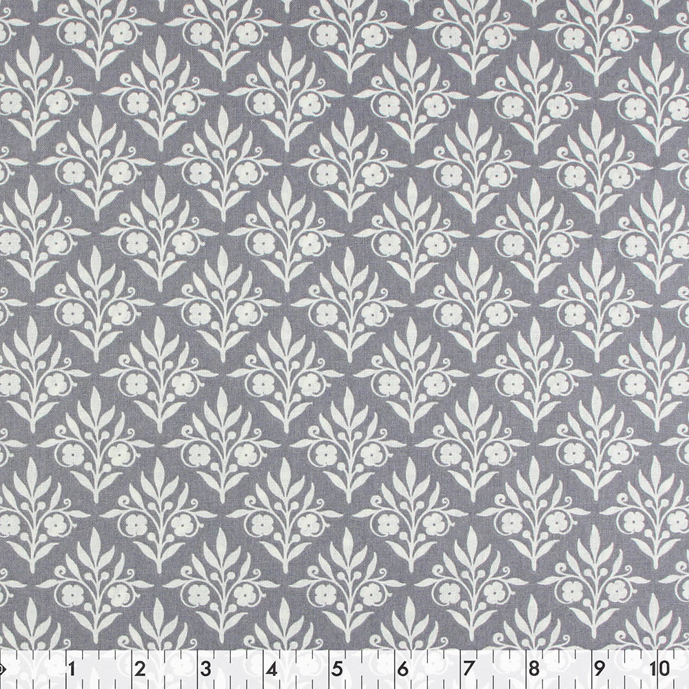FABRIC CREATIONS 42 x 8yd Cotton Fabric Bolt - Grey with White Flower Diamonds