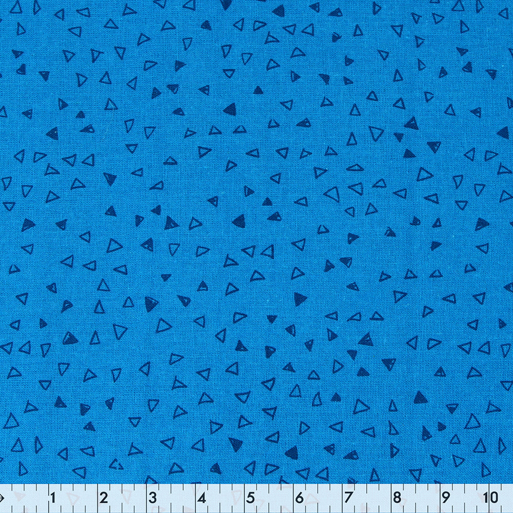 FABRIC CREATIONS 42" × 8 yd Cotton Fabric Bolt — Cobalt Blue with Navy Triangles