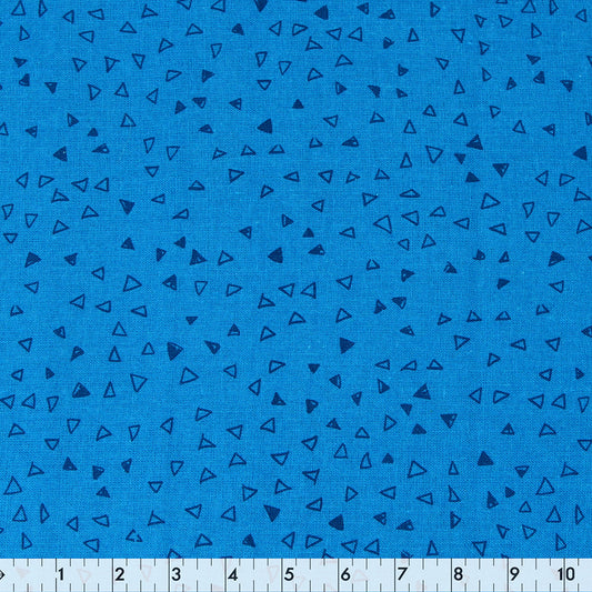 FABRIC CREATIONS 42" × 8 yd Cotton Fabric Bolt — Cobalt Blue with Navy Triangles