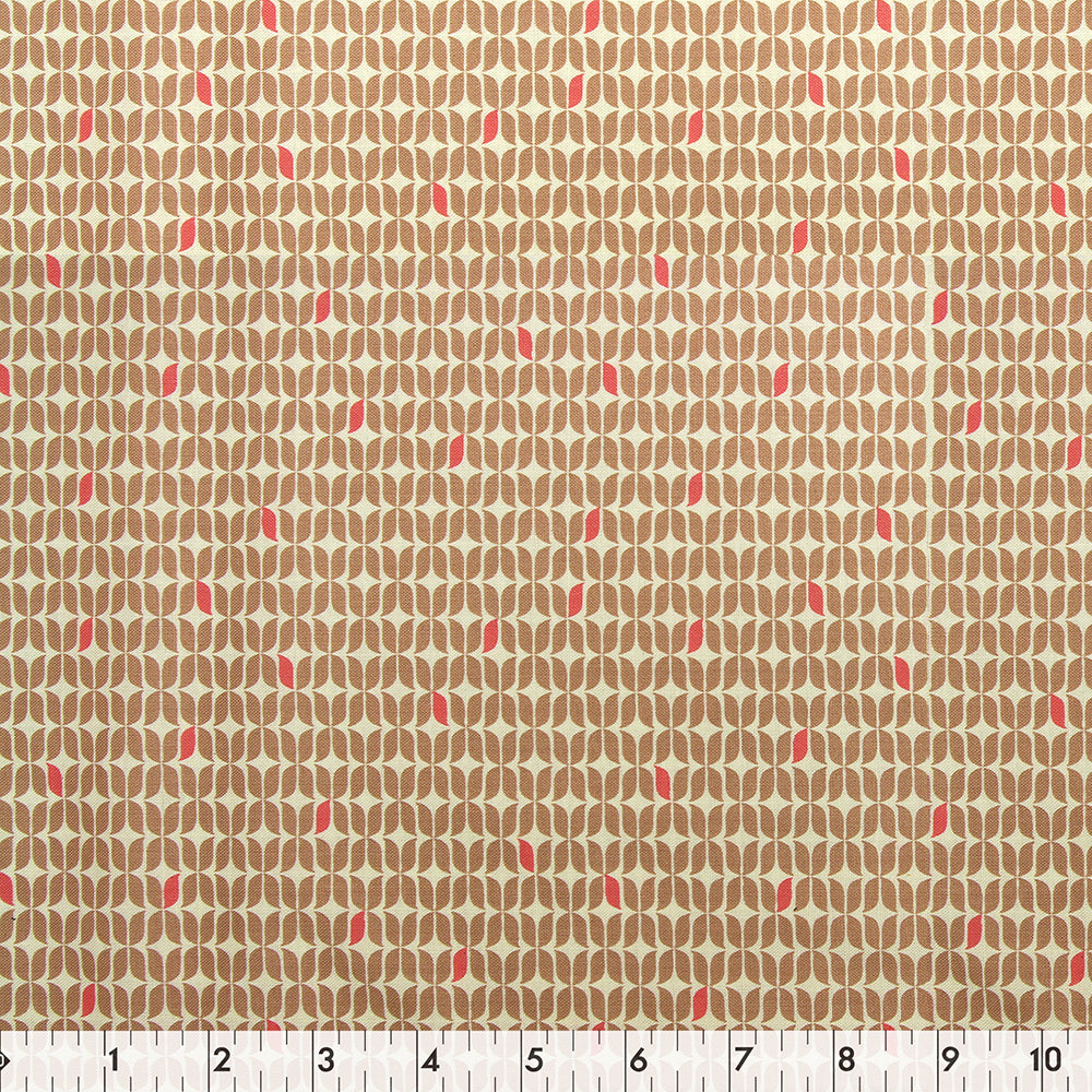 FABRIC CREATIONS Cotton Fabric Bolt — 42 in × 8 yd — Brown and Pink Shapes