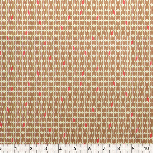 FABRIC CREATIONS Cotton Fabric Bolt — 42 in × 8 yd — Brown and Pink Shapes
