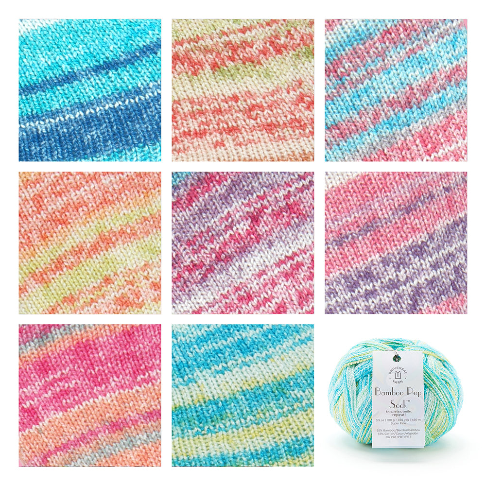 UNIVERSAL Bamboo Pop Sock Taste Pack #1792 Yarn - 100g - Super Fine Weight 1 - 450m (492yds) - 16 pcs