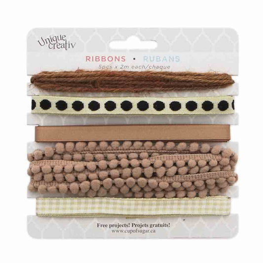 UNIQUE CREATIV Trim Pack – Tan (5 × 2 m Assorted Trims)