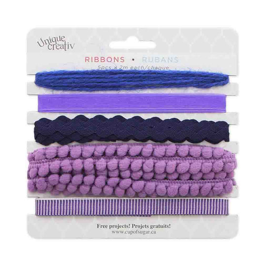 UNIQUE CREATIV Trim Pack – Purple (5 × 2 m Assorted Trims)