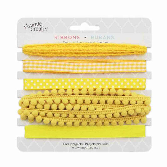 UNIQUE CREATIV Trim Pack – Yellow (5 × 2 m Assorted Trims)
