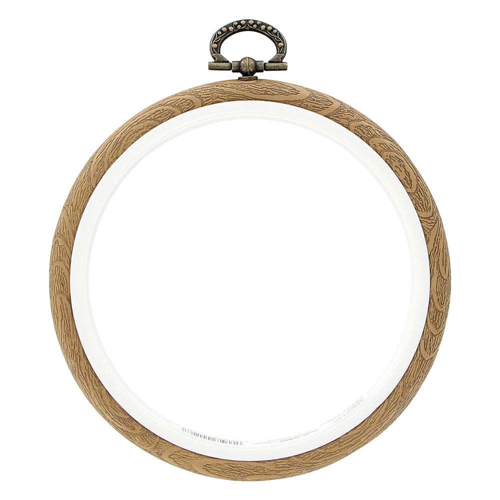 UNIQUE CRAFT Plastic Woodgrain Embroidery Hoop – 10 cm (4 in) – Round