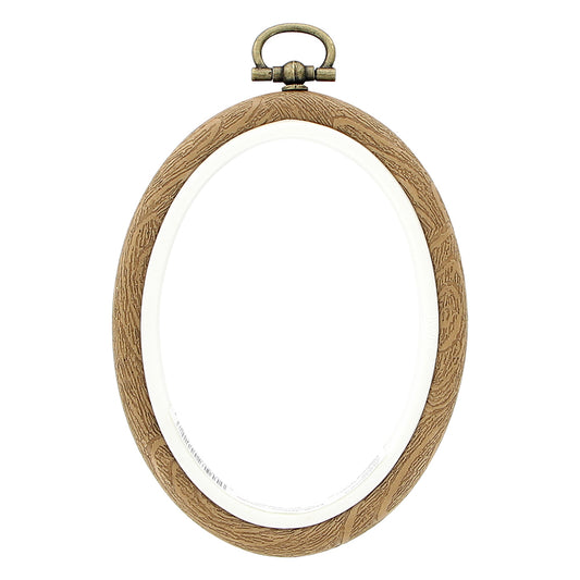 UNIQUE CRAFT Plastic Woodgrain Embroidery Hoop – 5 x 7 cm (2 x 3 in) – Oval