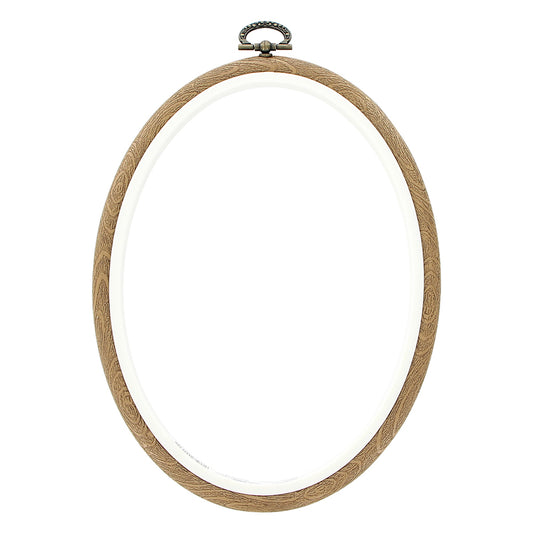 UNIQUE CRAFT Woodgrain Oval Embroidery Hoop – 13 × 18 cm (5″ × 7″)