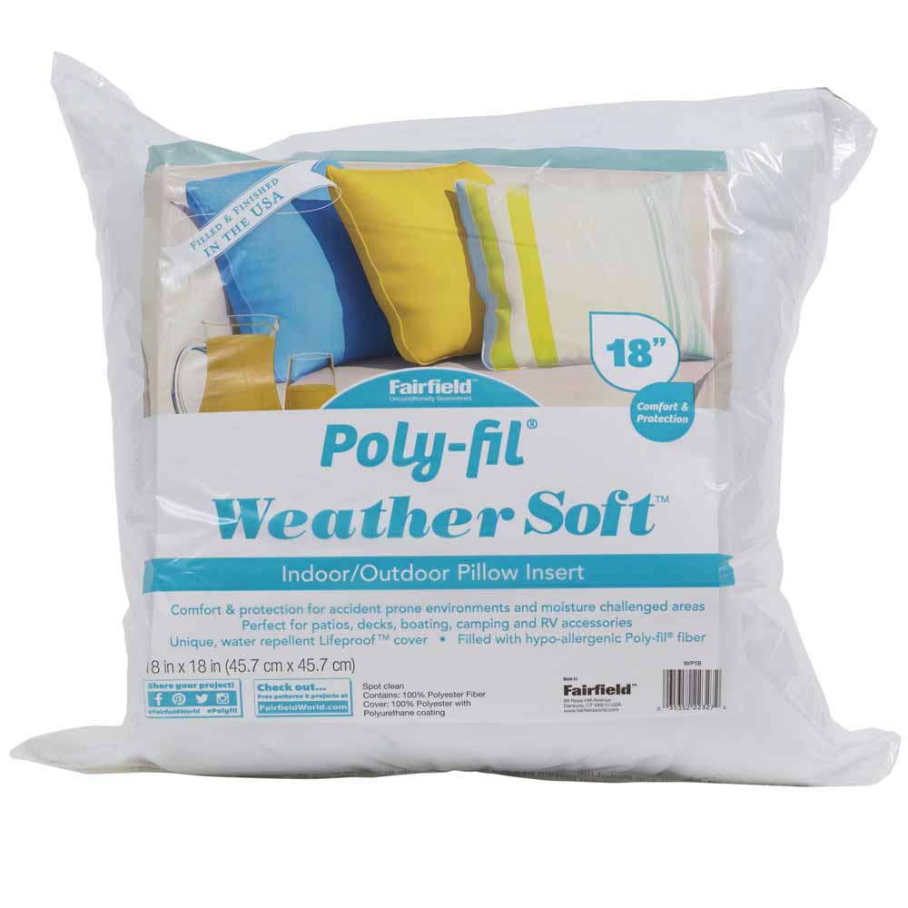 FAIRFIELD Weather Soft Water-Resistant Outdoor Pillow Insert 45.7 × 45.7 cm (18 × 18 in)