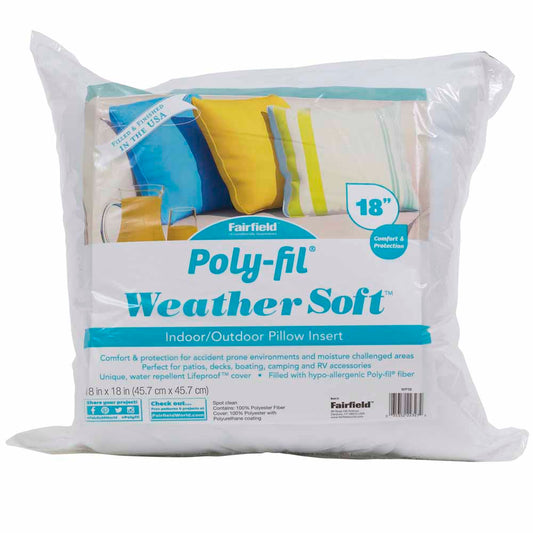 FAIRFIELD Weather Soft Water-Resistant Outdoor Pillow Insert 45.7 × 45.7 cm (18 × 18 in)
