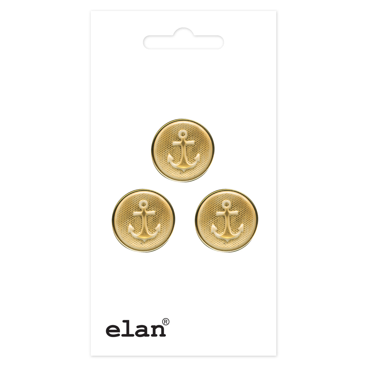 ELAN shank buttons, 15 mm (5/8 in.), 3-count