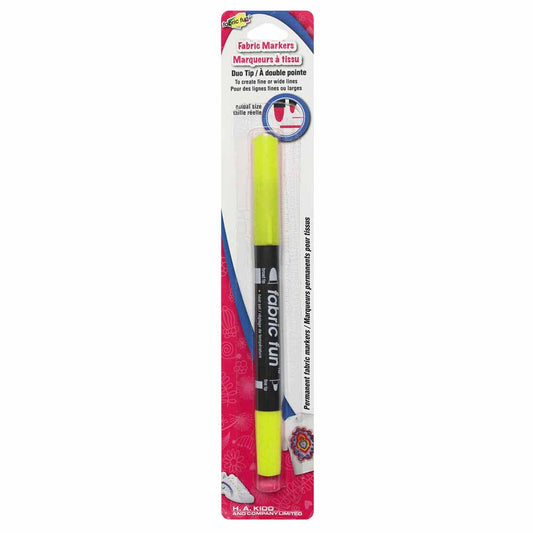 FABRIC FUN Dual‑Tip Fabric Marker — Fluorescent Yellow