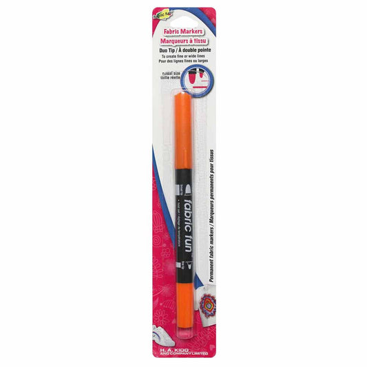 FABRIC FUN Dual‑Tip Fabric Marker — Fluorescent Orange