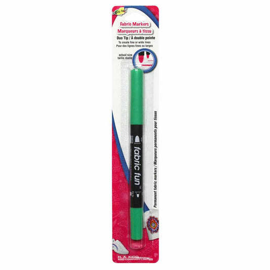 FABRIC FUN Dual‑Tip Fabric Marker — Fluorescent Green