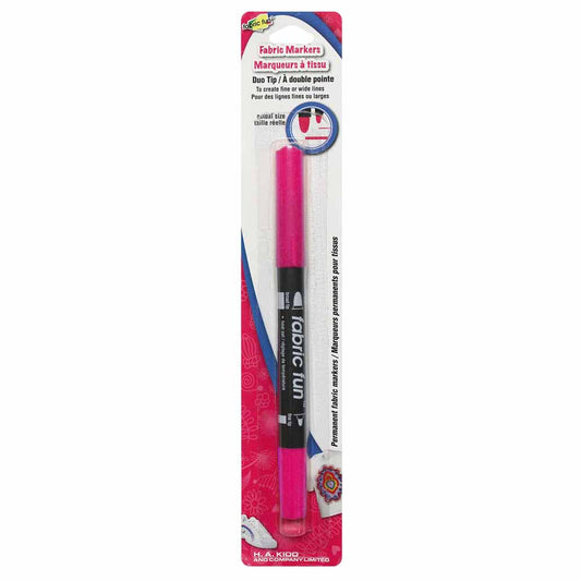 FABRIC FUN Dual‑Tip Fabric Marker — Fluorescent Pink
