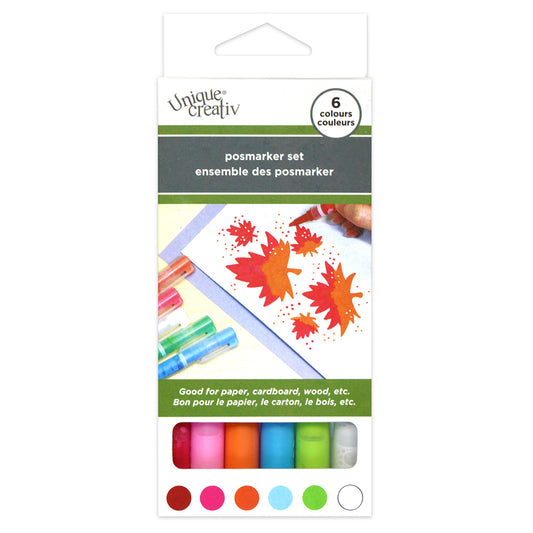 UNIQUE CREATIV Posmarker Set – 6 Colours (Water & Pigment‑Based)