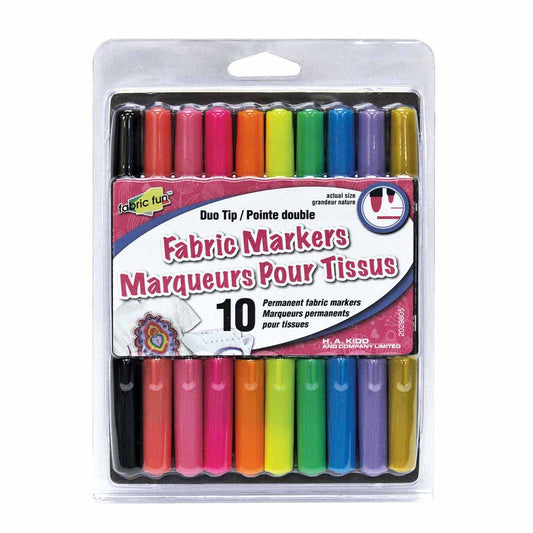 FABRIC FUN Fabric Markers — Dual‑Tip, Bright Colours (10‑Pack)