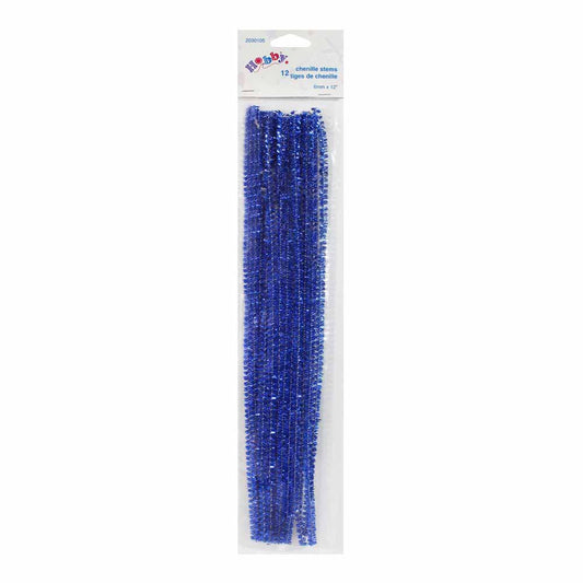 HOBBY Chenille Stems Blue Tinsel - 12 pcs