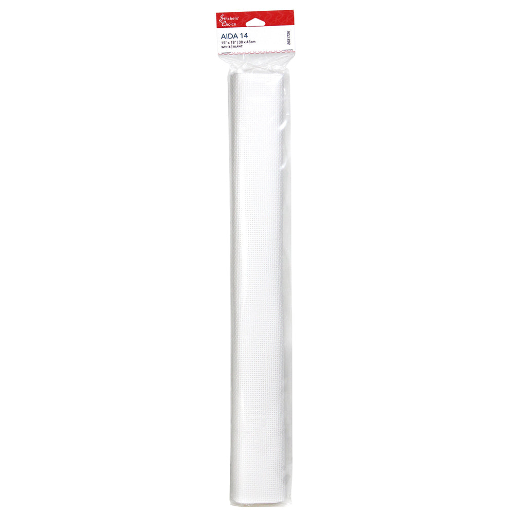 STITCHER’S CHOICE Cotton Aida – 14 ct – 38.1 × 45.7 cm (15″ × 18″) – White