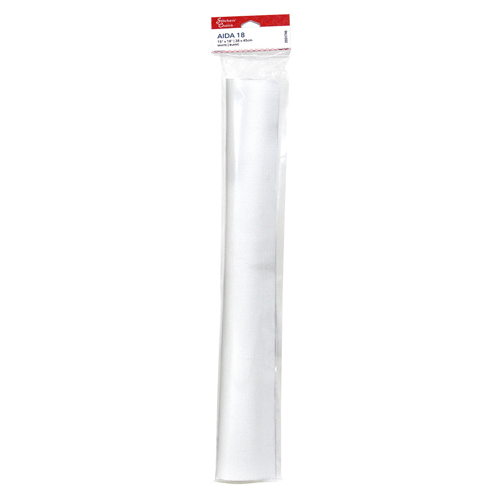 STITCHER’S CHOICE Cotton Aida – 18 ct – 38.1 × 45.7 cm (15″ × 18″) – White