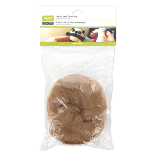 UNIQUE CRAFT Natural Wool Roving, 25 g — Chestnut