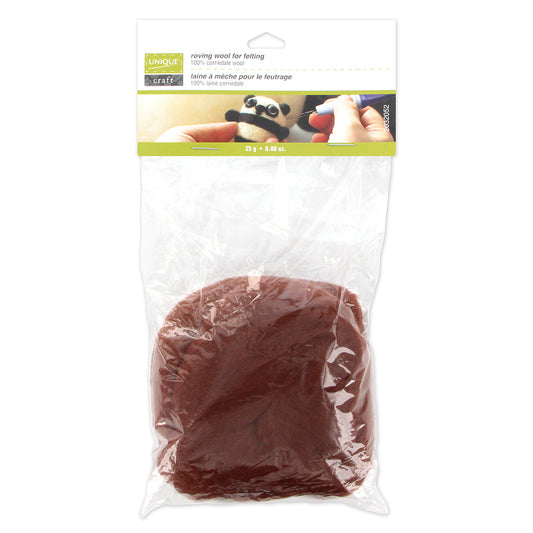 Unique Craft Natural Wool Roving – 25 g – Chocolate