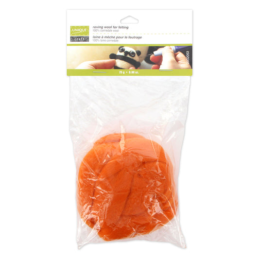 Unique Craft Natural Wool Roving – 25 g – Orange