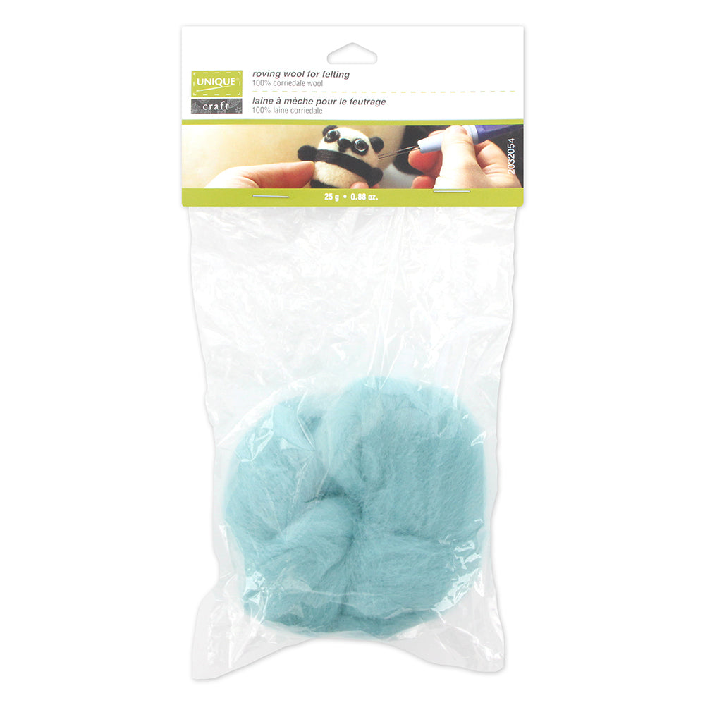 Unique Craft Natural Wool Roving – 25 g – Alga Blue