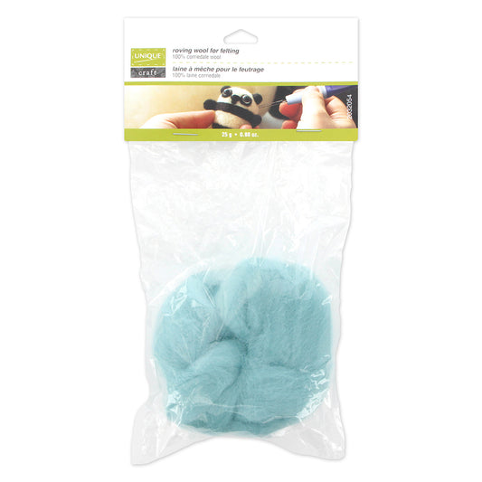 Unique Craft Natural Wool Roving – 25 g – Alga Blue