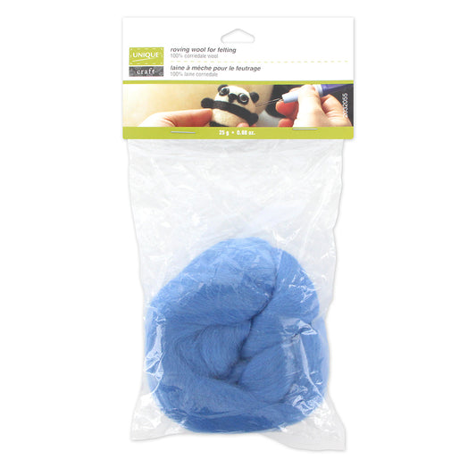 Unique Craft Natural Wool Roving – 25 g – Mikonos Blue