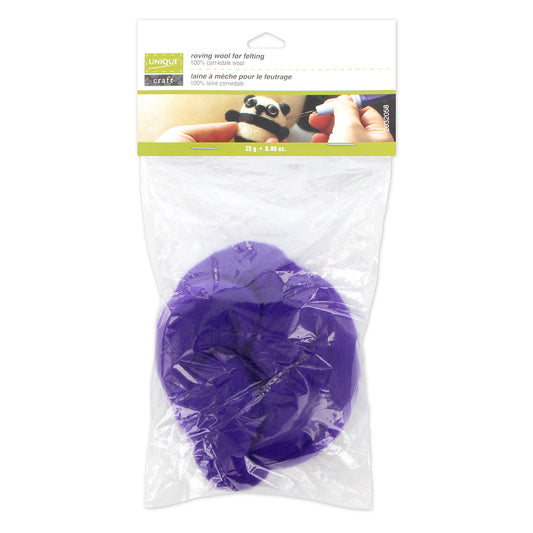 Unique Craft Natural Wool Roving – 25 g – Royal Purple