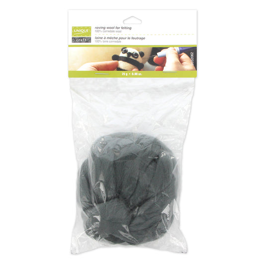 Unique Craft Natural Wool Roving – 25 g – Steel Grey