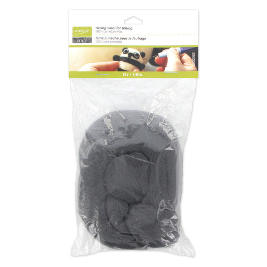 Unique Craft Natural Wool Roving – 25 g – Neutral Grey