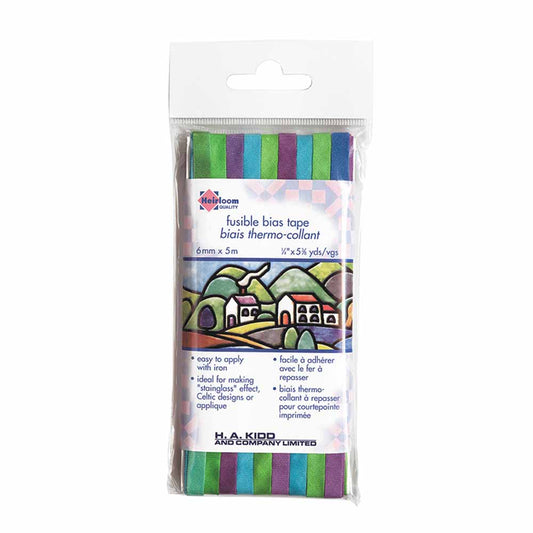 HEIRLOOM Fusible Bias Tape 6 mm x 5 m Green Rainbow