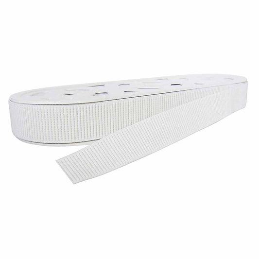 UNIQUE Woven Ribbed Elastic — 25mm x 10.9m (1" x 12 yd) — White