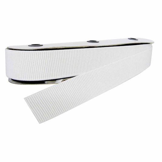 UNIQUE Woven Ribbed Elastic — 38mm x 10.9m (1 1/2" x 12 yd) — White
