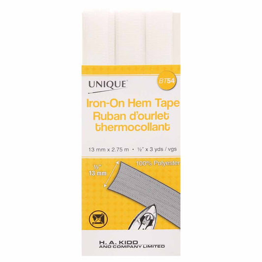 UNIQUE Iron-On Hem Tape 13mm x 2.75m - White