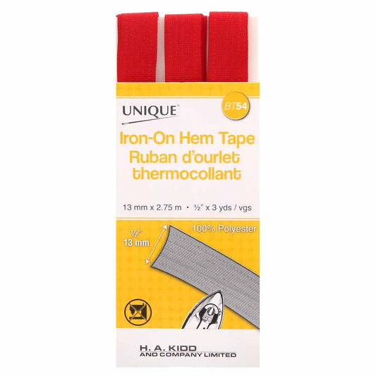 UNIQUE Iron-On Hem Tape 13mm x 2.75m - Scarlet