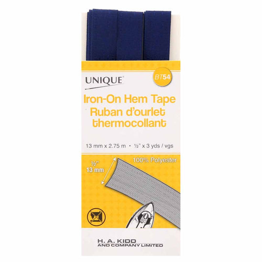UNIQUE Iron-On Hem Tape 13mm x 2.75m - Navy
