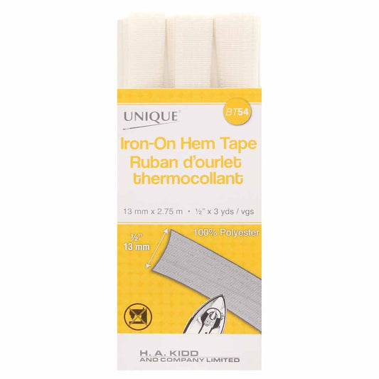 UNIQUE Iron-On Hem Tape 13mm x 2.75m - Ivory