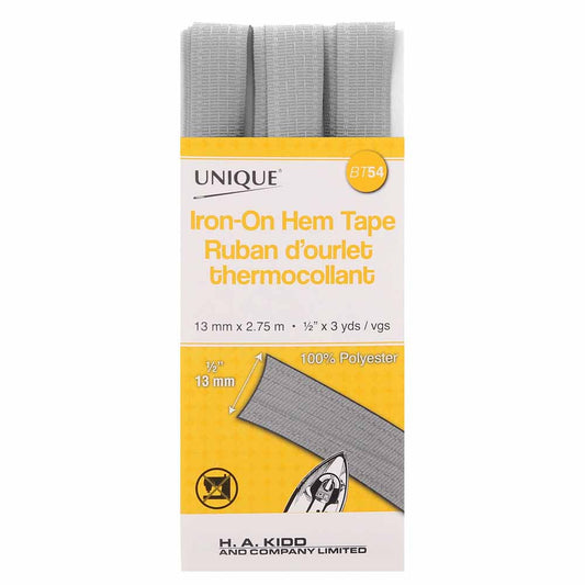 UNIQUE Iron-On Hem Tape 13mm x 2.75m - Silver