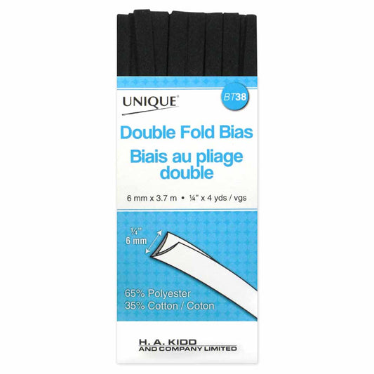 UNIQUE Double Fold Bias Tape – 7 mm x 3.7 m – Black