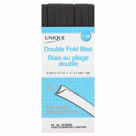 UNIQUE Double Fold Bias Tape 7mm x 3.7m – Dark Grey
