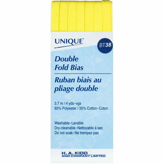 UNIQUE Double Fold Bias Tape – 7 mm x 3.7 m – Lemon Ice
